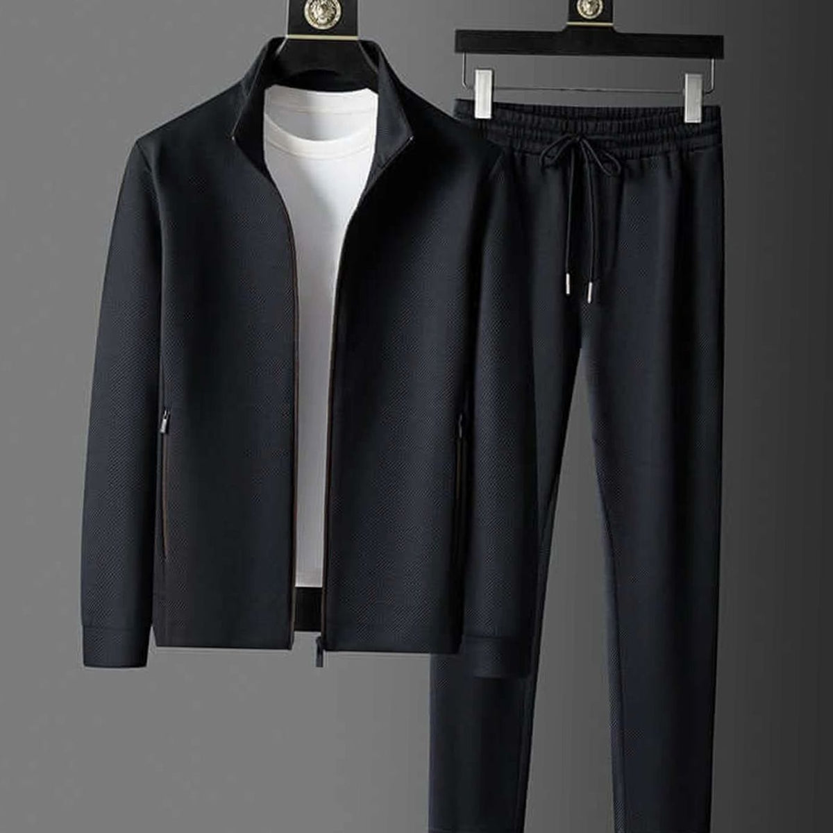Men's Classic Two-Piece Zip-Up Tapered Activewear Suit
