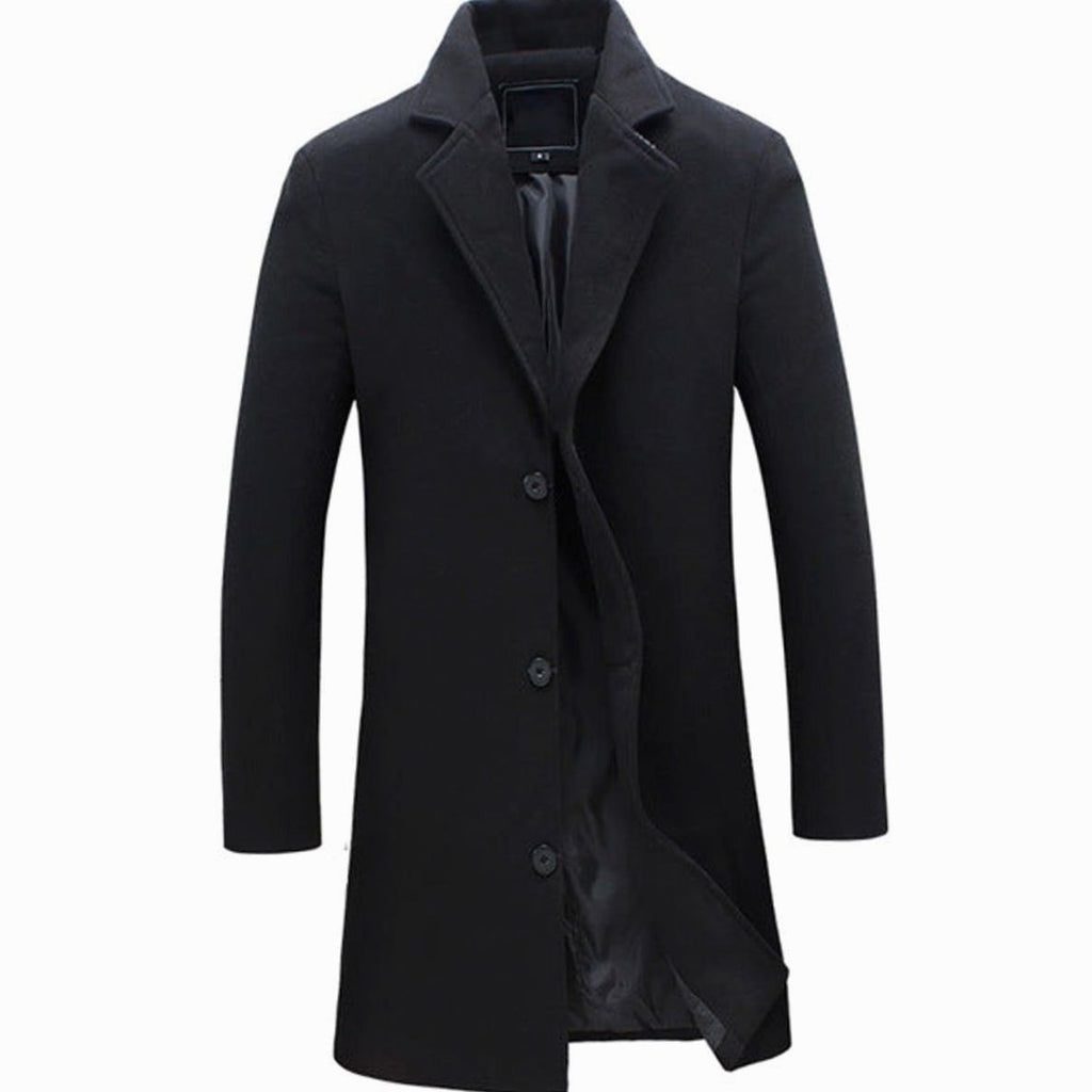 Men's Cold Weather Wool-Blend Tailored Long Trench Coat