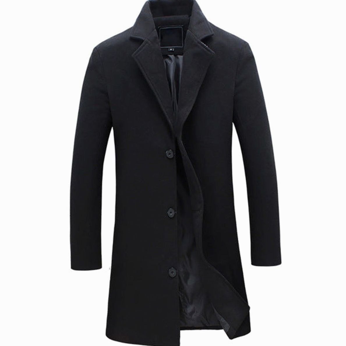 Men's Cold Weather Wool-Blend Tailored Long Trench Coat