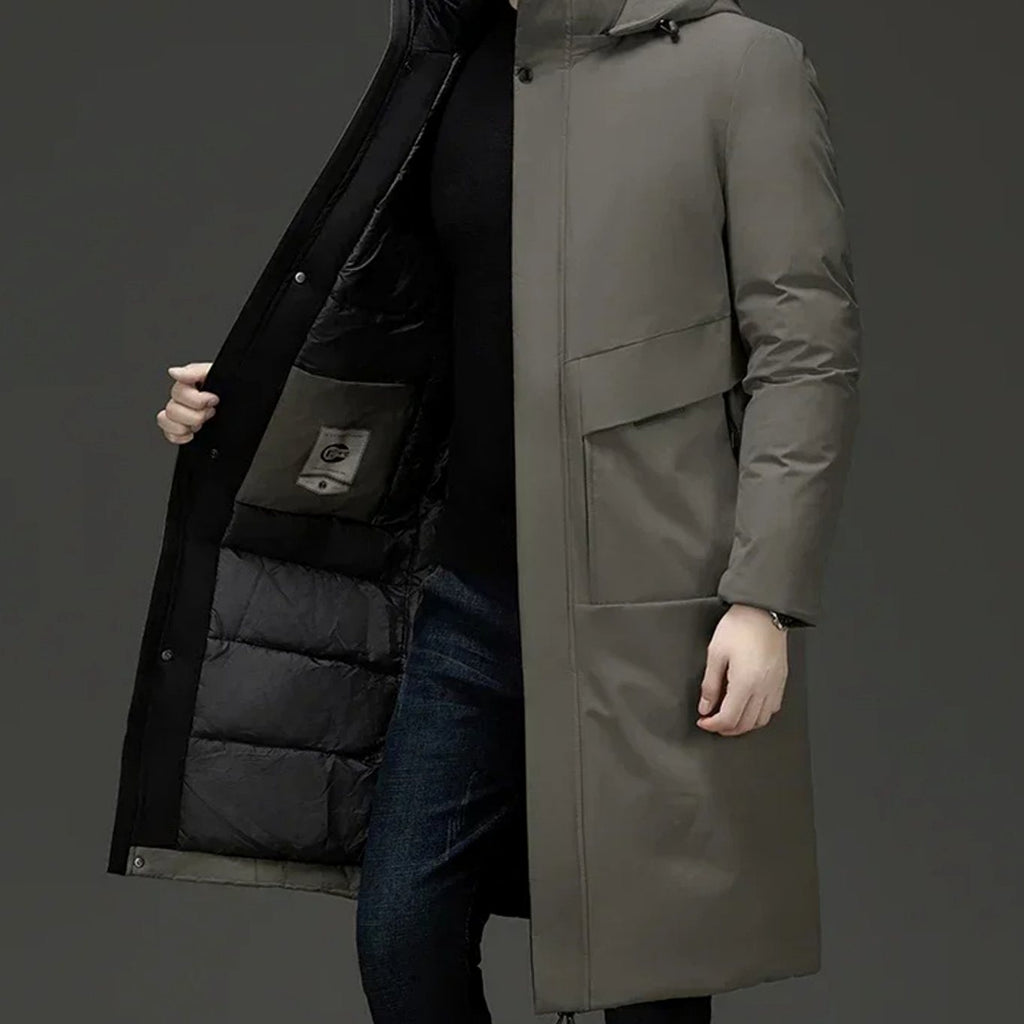 Men's Long Hooded Insulated Puffer Winter Coat
