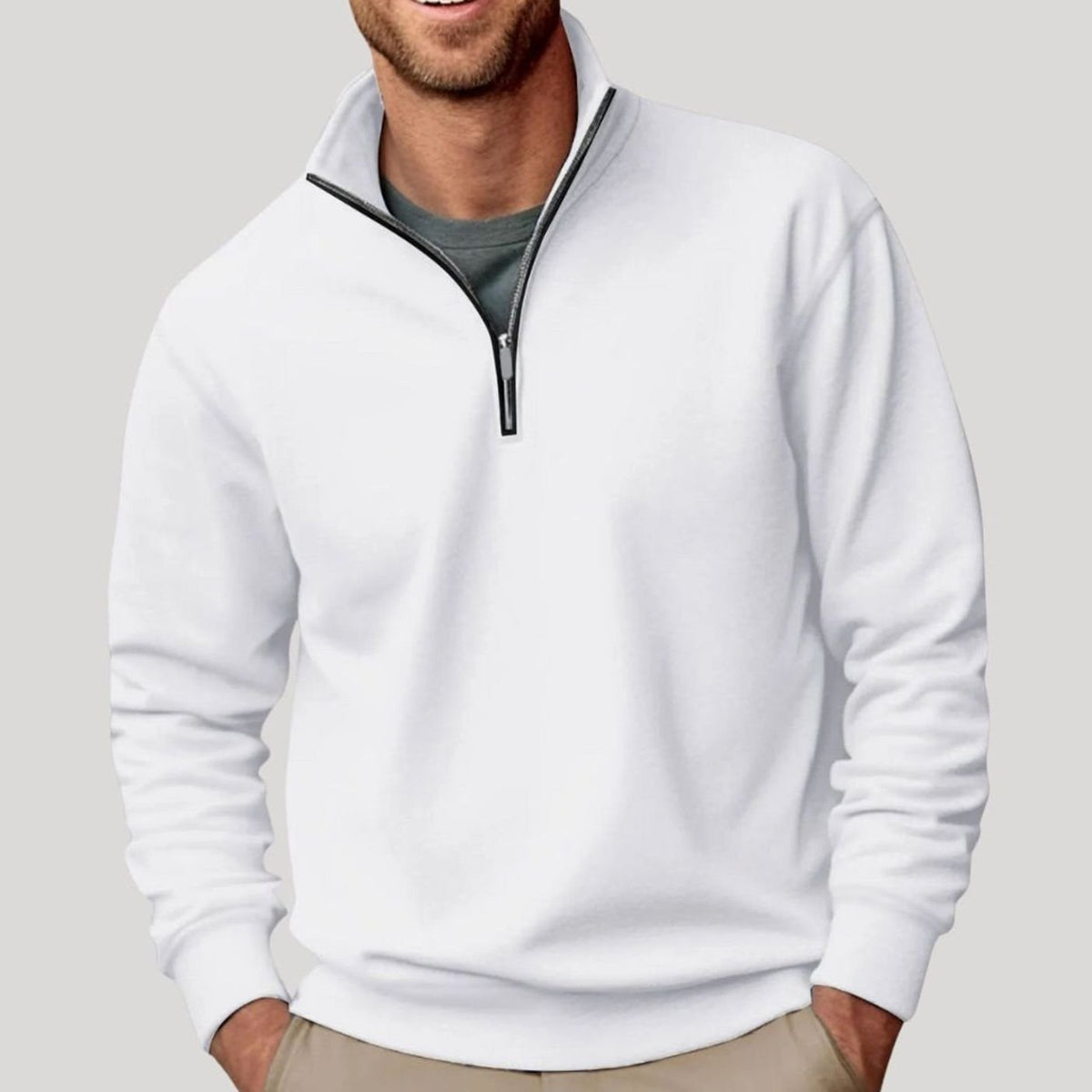 Men's Quarter-Zip Collar Sweatshirt Relaxed-Fit Pullover