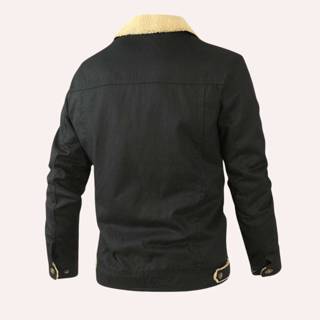 Men's Sherpa-Lined Fleece Button-Front Winter Jacket