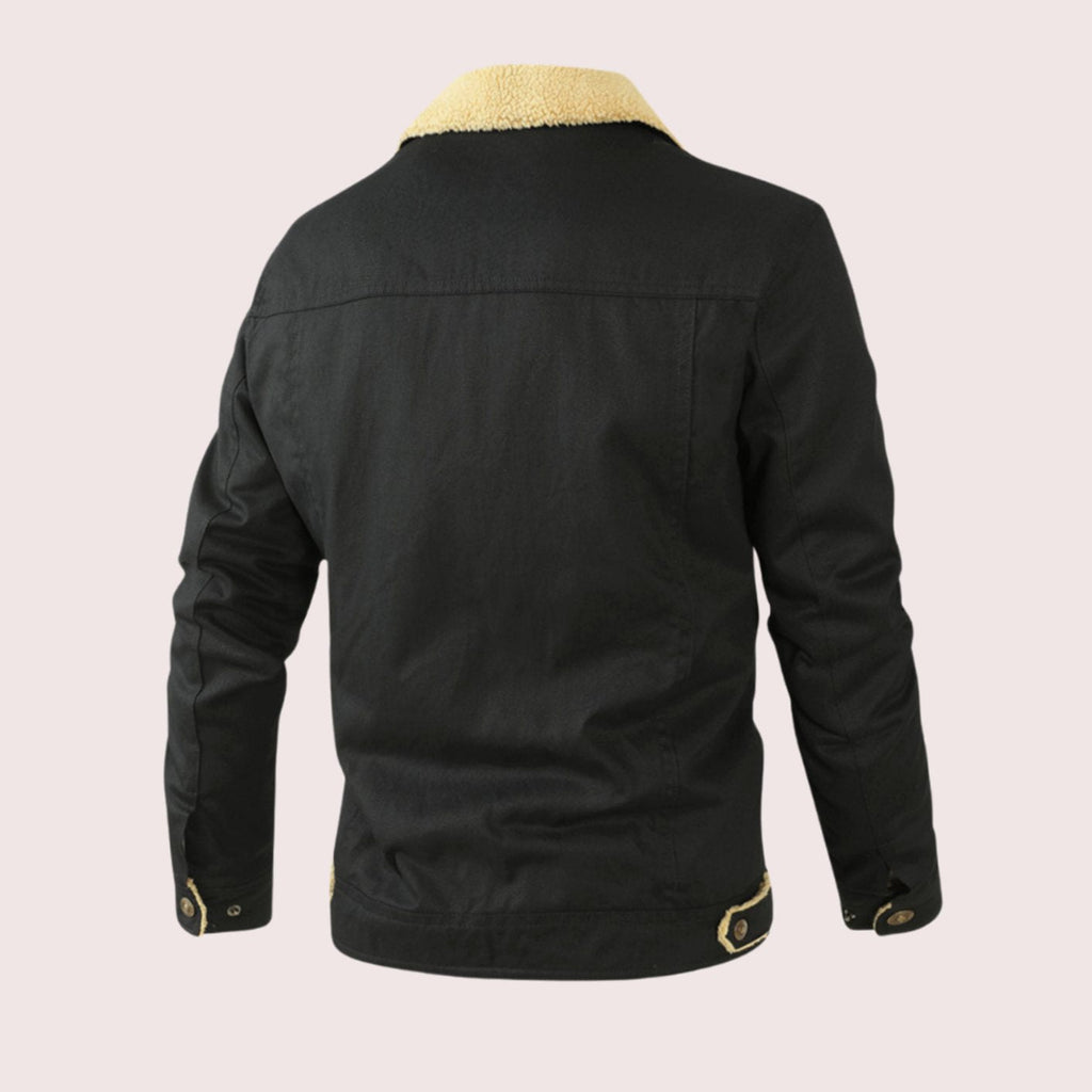 Men's Sherpa-Lined Fleece Collar Outdoor Casual Jacket