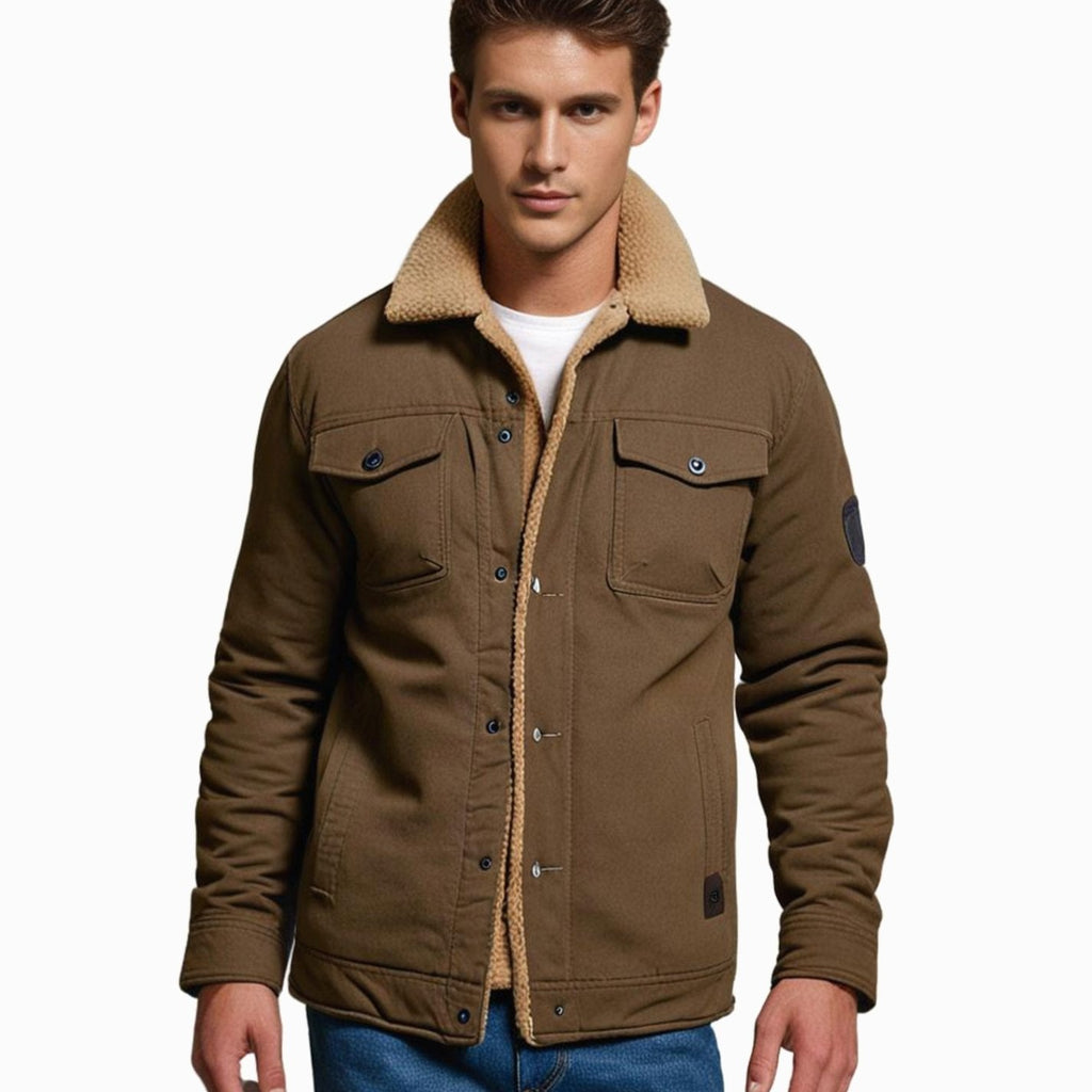 Men's Sherpa-Lined Fleece Collar Outdoor Casual Jacket