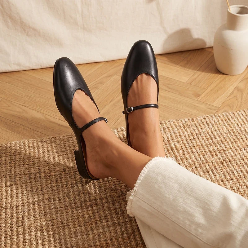Winnie Leather Round Toe Mules