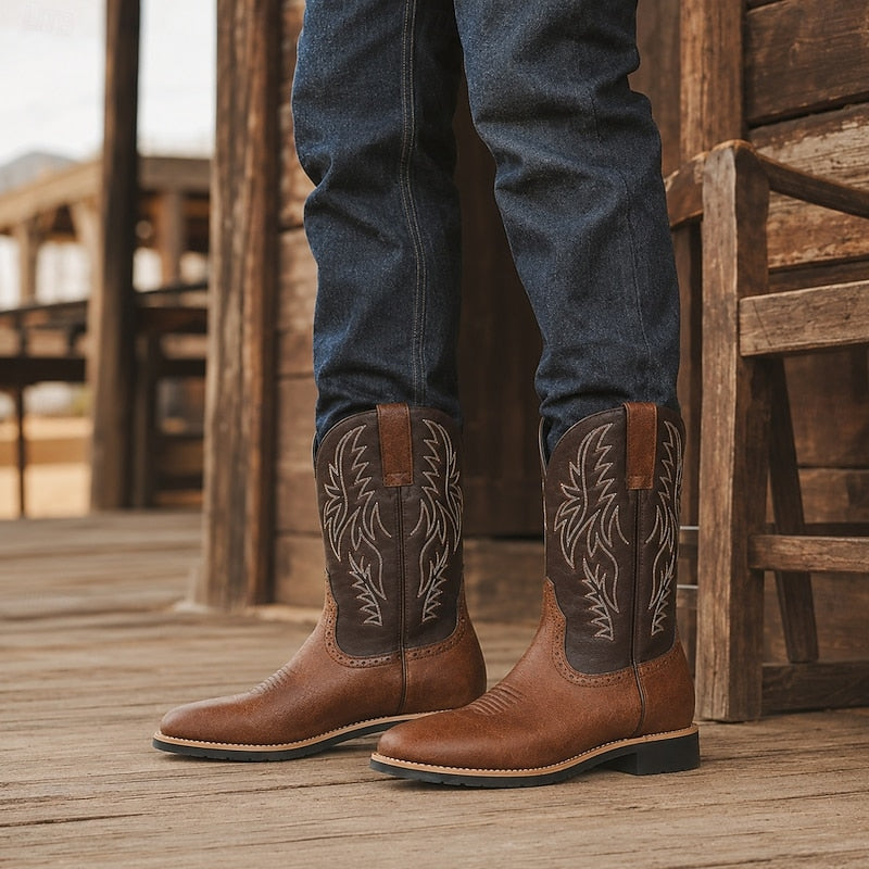 Women's Western Cowboy Boots with Embroidered Shaft