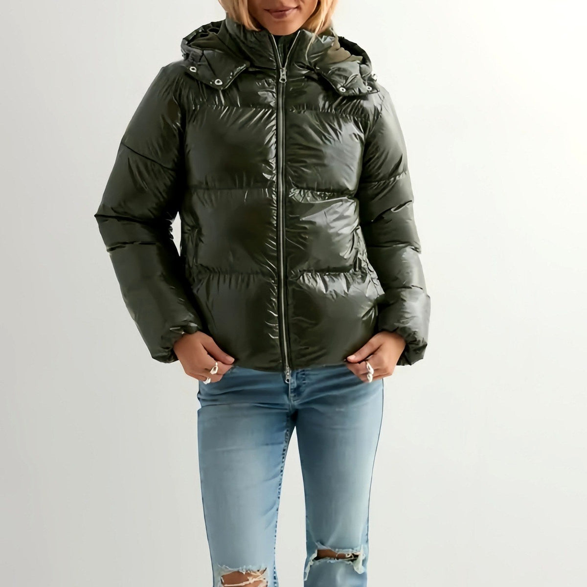 Mirabel - Women's High-Shine Hooded Puffer Winter Jacket