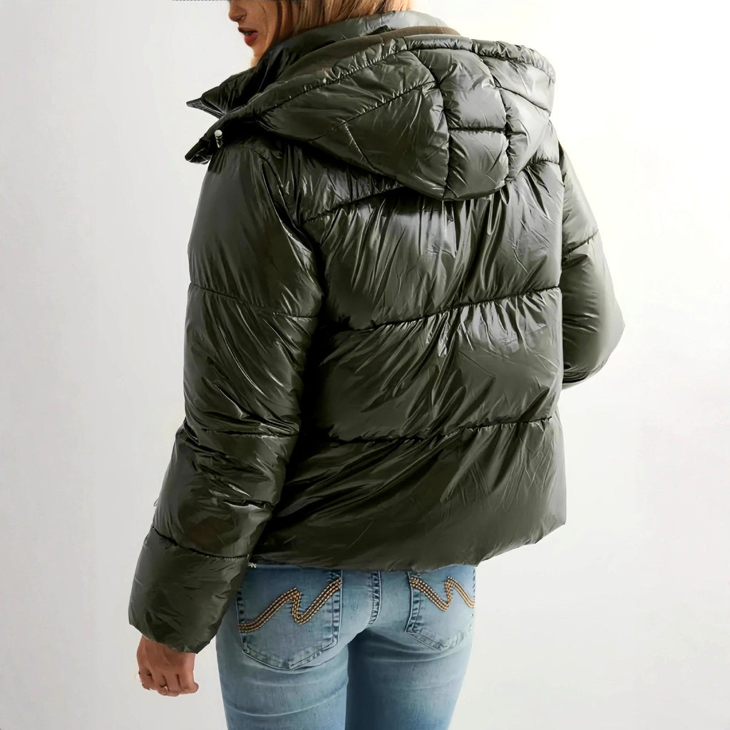Mirabel - Women's High-Shine Hooded Puffer Winter Jacket