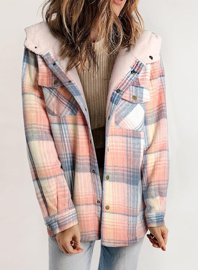 Mireille | Plaid Flannel Winter Jacket with Sherpa Collar for Women