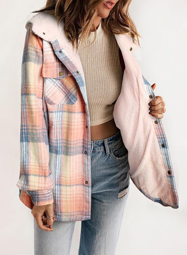 Mireille | Plaid Flannel Winter Jacket with Sherpa Collar for Women