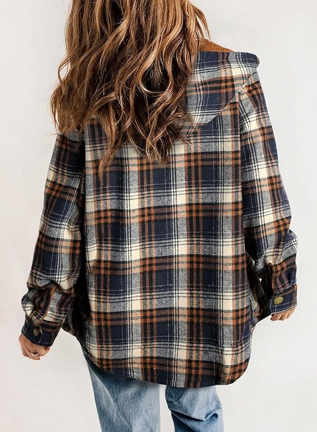 Mireille | Plaid Flannel Winter Jacket with Sherpa Collar for Women