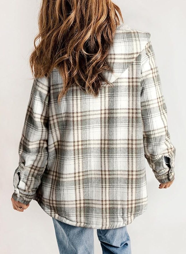 Mireille | Plaid Flannel Winter Jacket with Sherpa Collar for Women