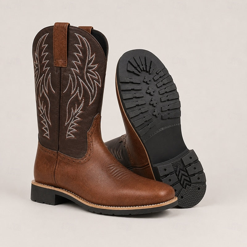Women's Western Cowboy Boots with Embroidered Shaft