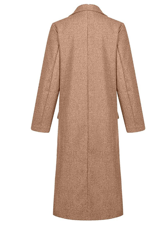 Women's Double-Breasted Long Coat with Notch Lapel