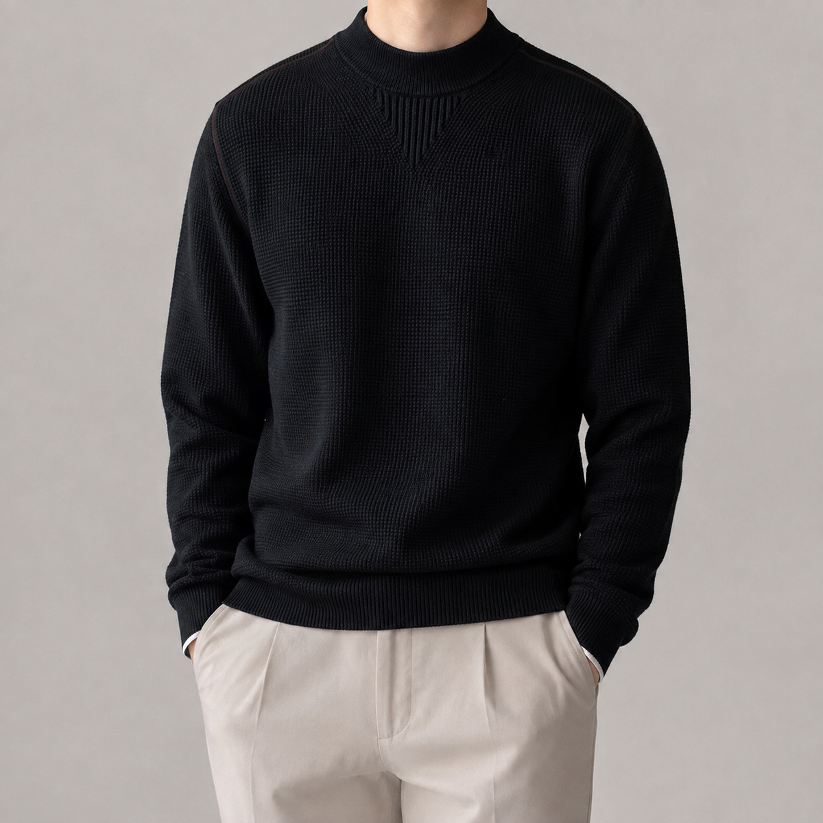 The Grasse Waffle Knit Mock Neck Sweater