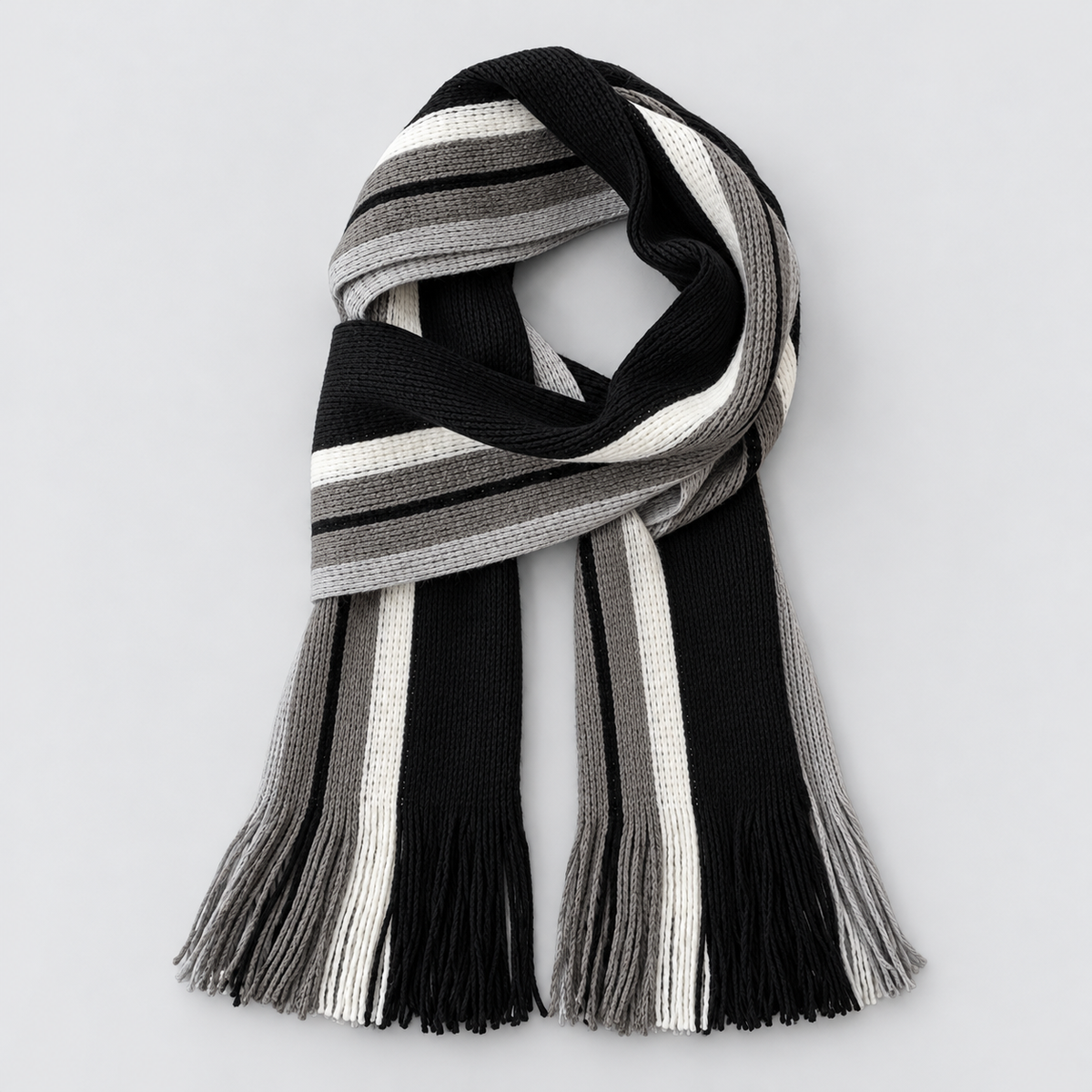 Montarello Men’s Scarf Striped Knitted Tassel Fringe