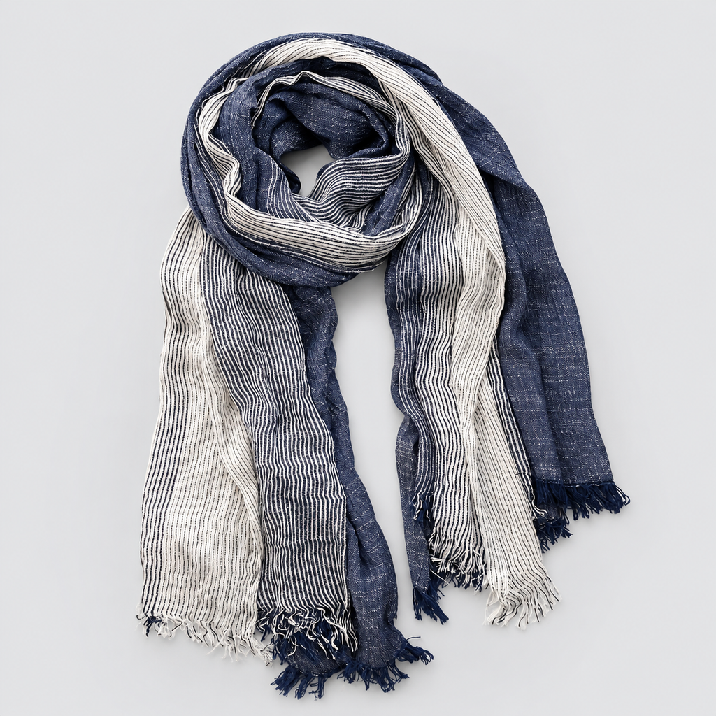 Montarello Men’s Scarf Crinkle Two Tone Frayed Edge