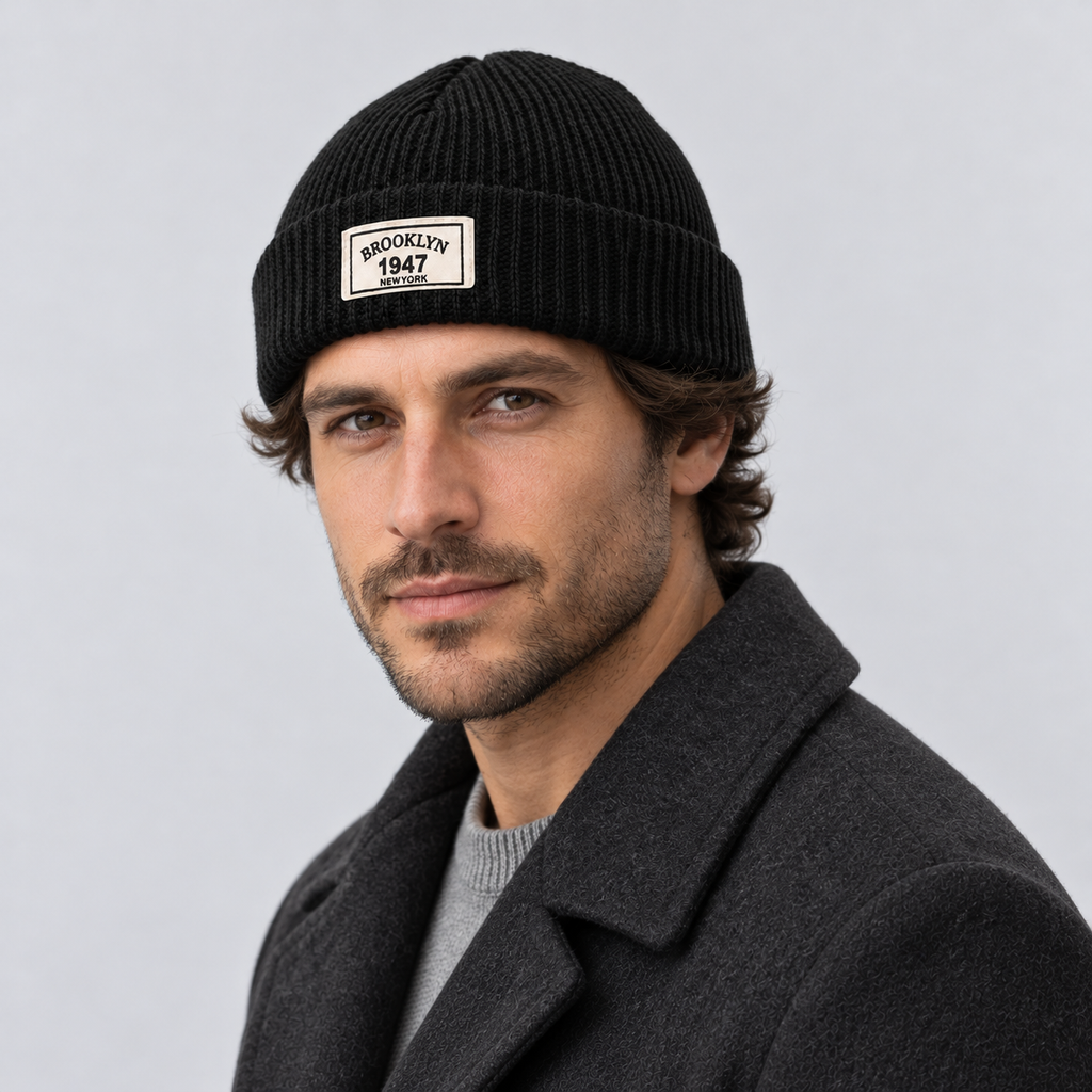 Montarello Men’s Hat Beanie Short Fisherman Cuffed Knit