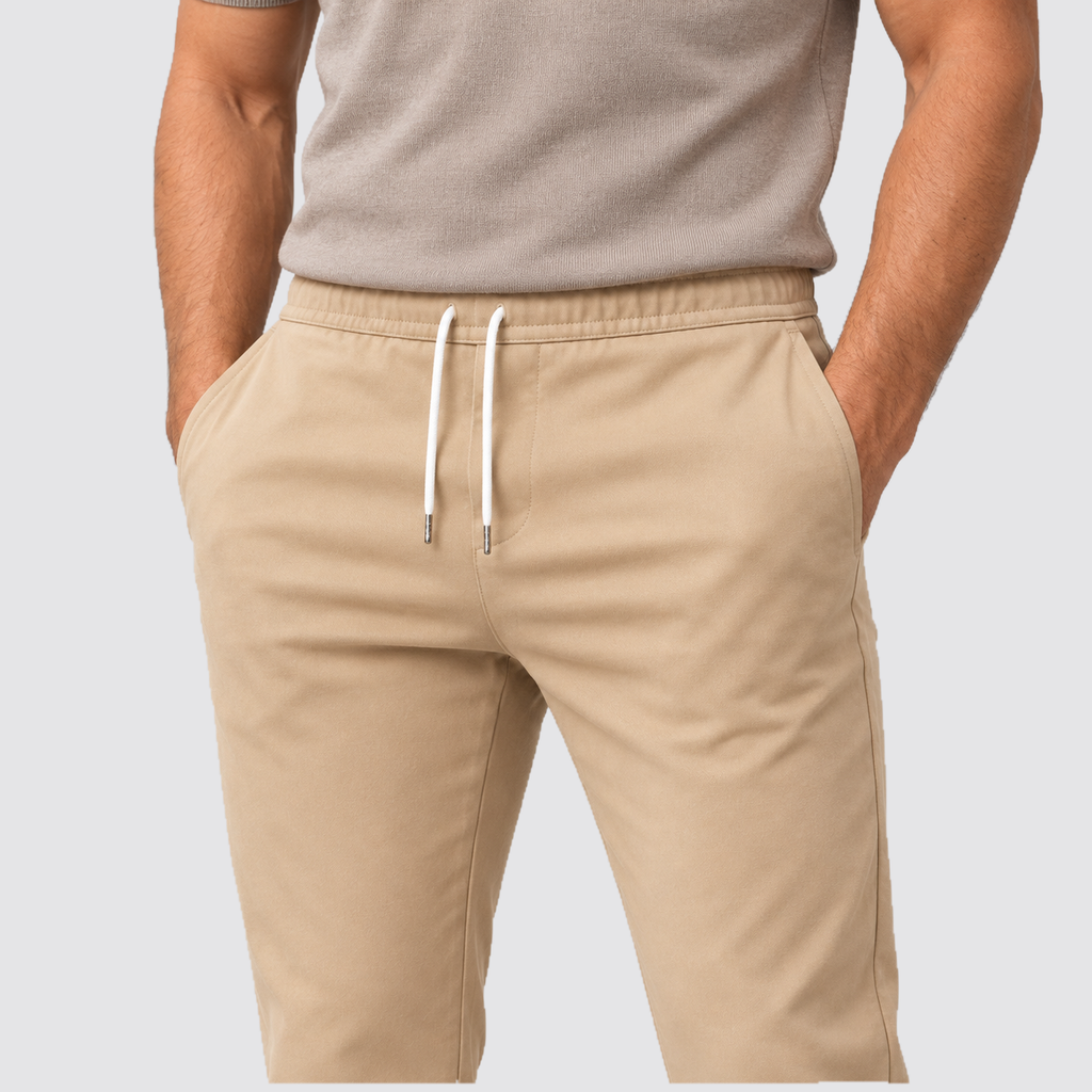 Montarello Men's Slim Fit Drawstring Trousers with Tapered Leg