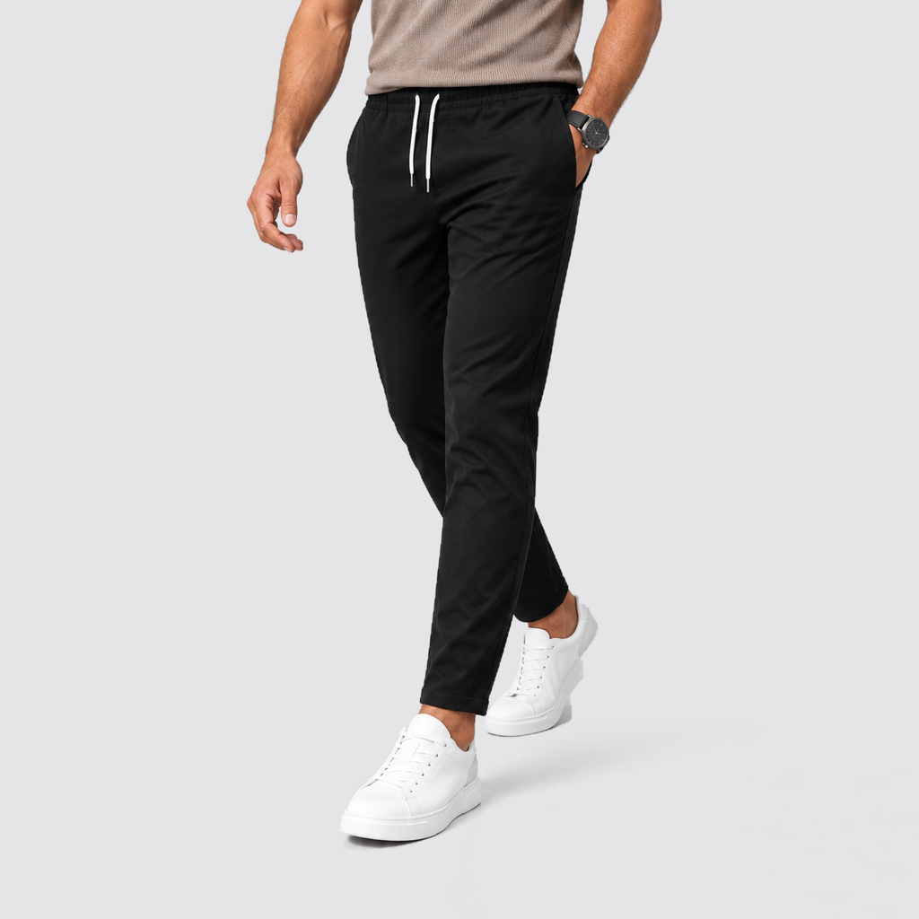 Montarello Men's Slim Fit Drawstring Trousers with Tapered Leg