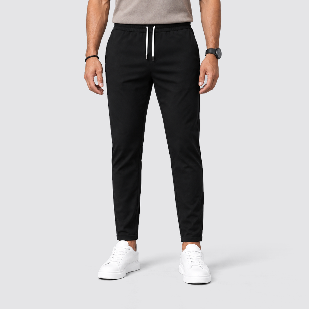 Montarello Men's Slim Fit Drawstring Trousers with Tapered Leg