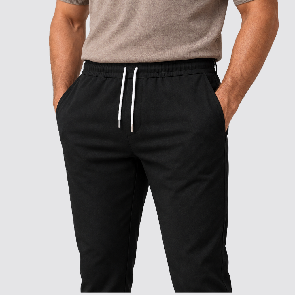Montarello Men's Slim Fit Drawstring Trousers with Tapered Leg