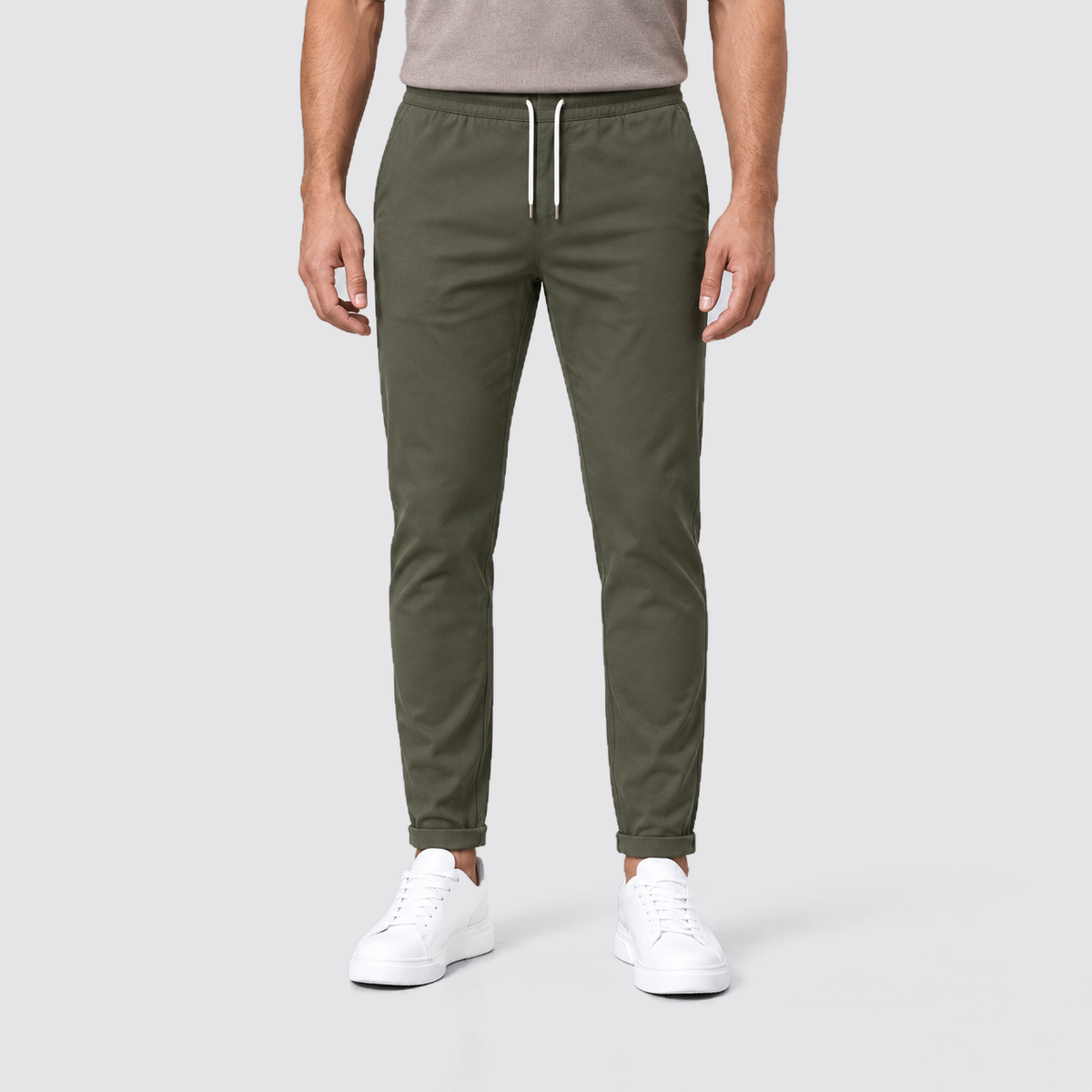 Montarello Men's Slim Fit Drawstring Trousers with Tapered Leg