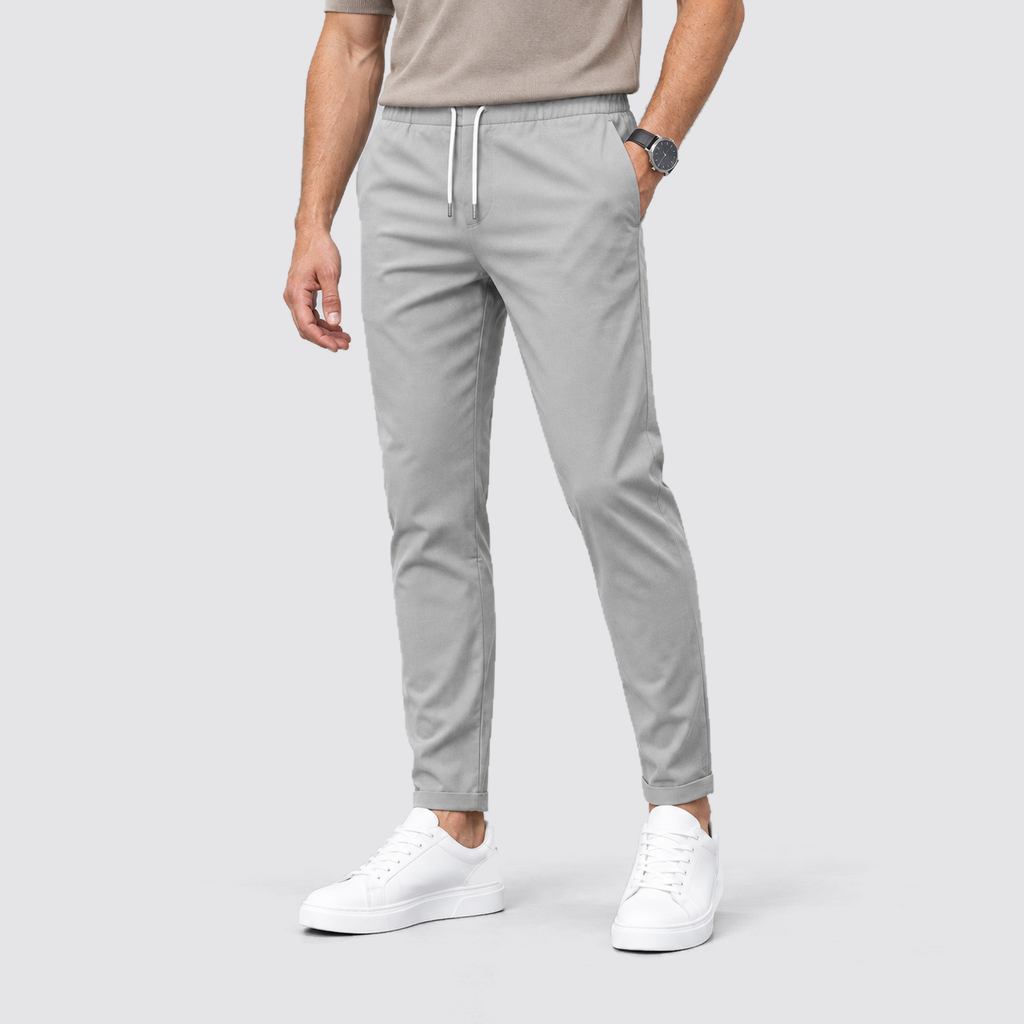 Montarello Men's Slim Fit Drawstring Trousers with Tapered Leg