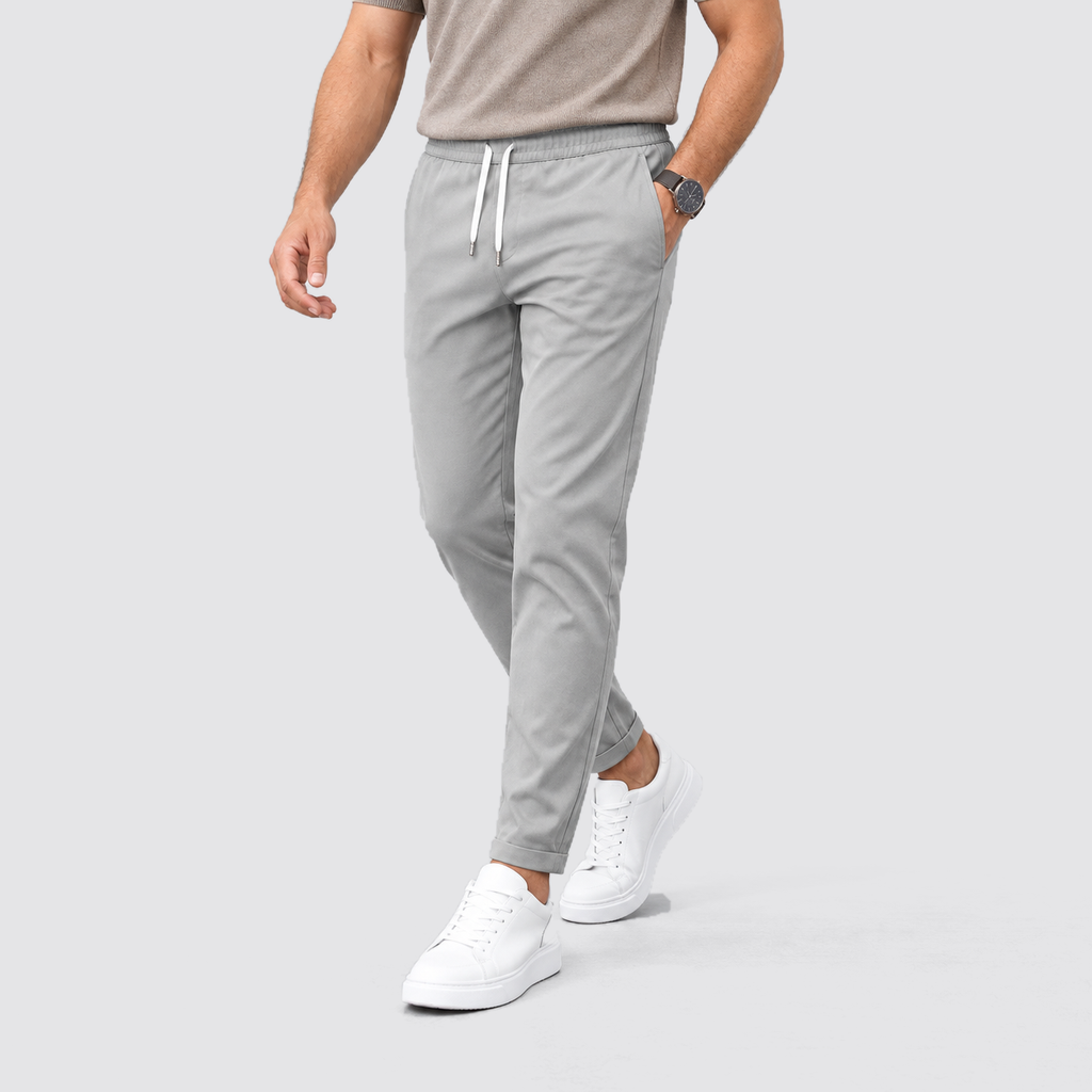 Montarello Men's Slim Fit Drawstring Trousers with Tapered Leg
