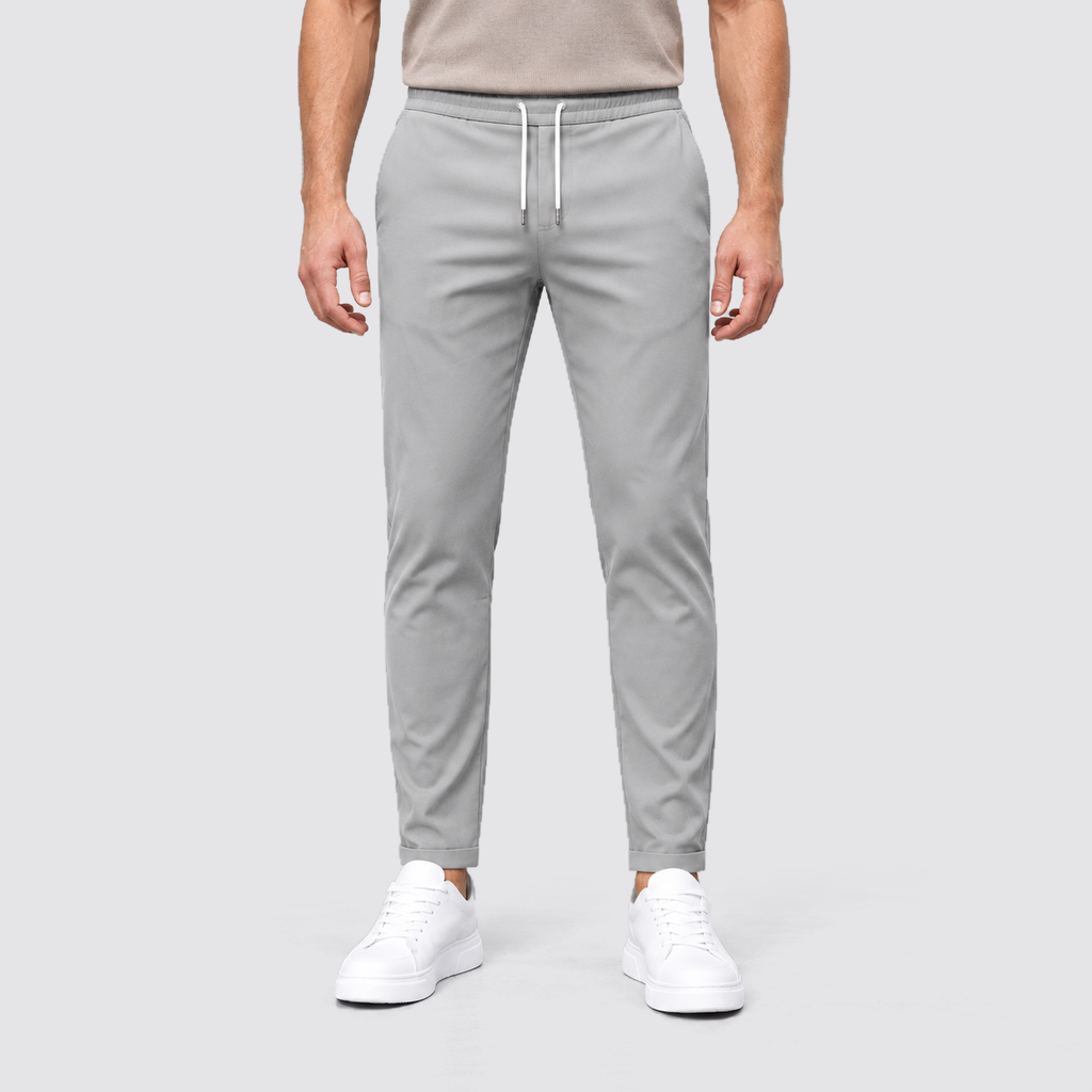 Montarello Men's Slim Fit Drawstring Trousers with Tapered Leg