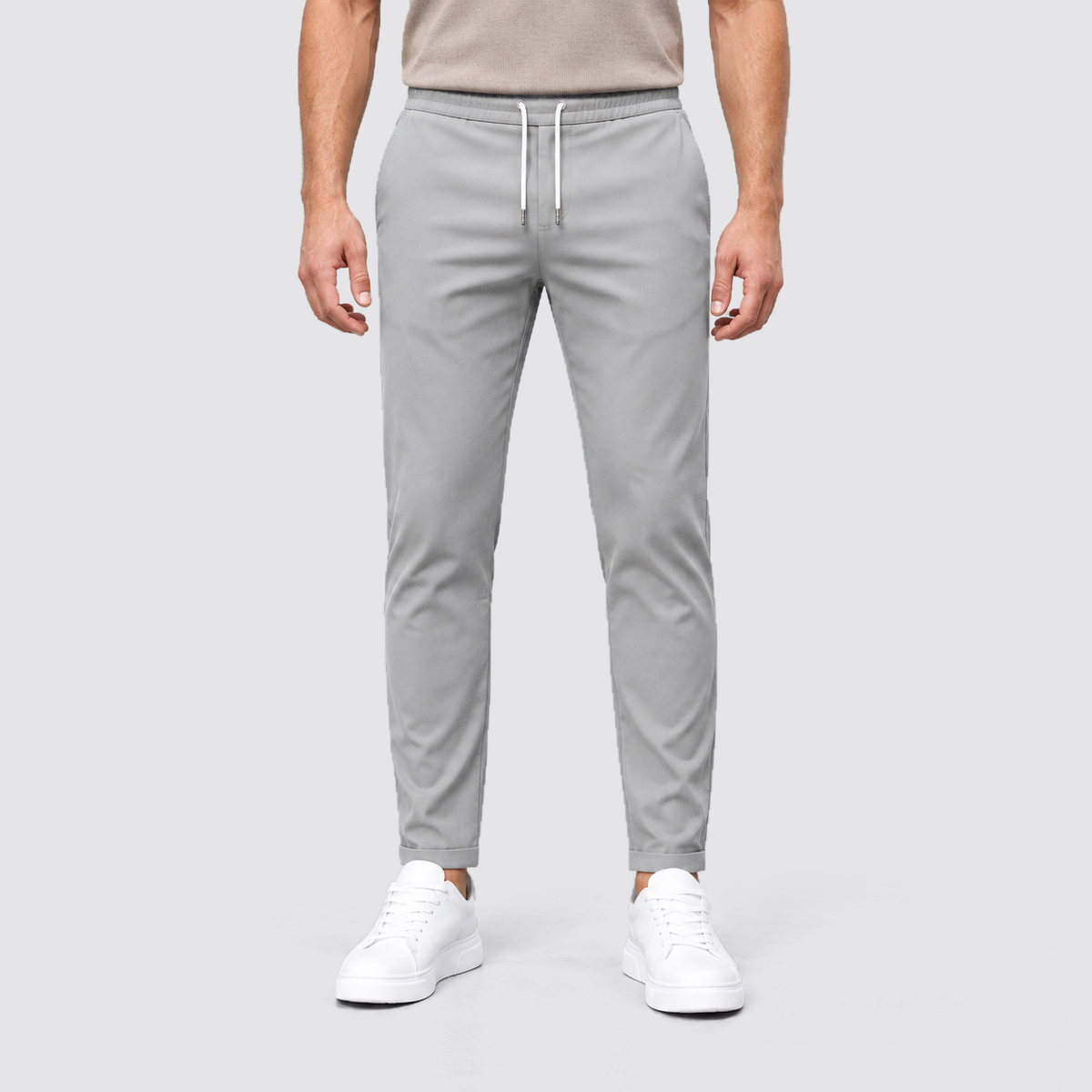 Montarello Men's Slim Fit Drawstring Trousers with Tapered Leg