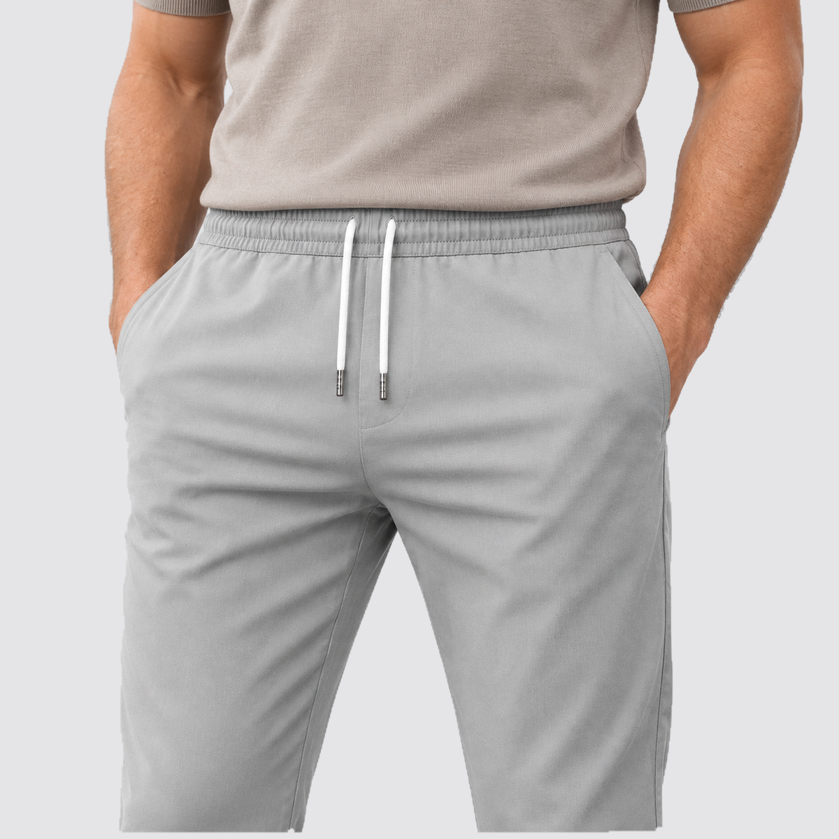 Montarello Men's Slim Fit Drawstring Trousers with Tapered Leg