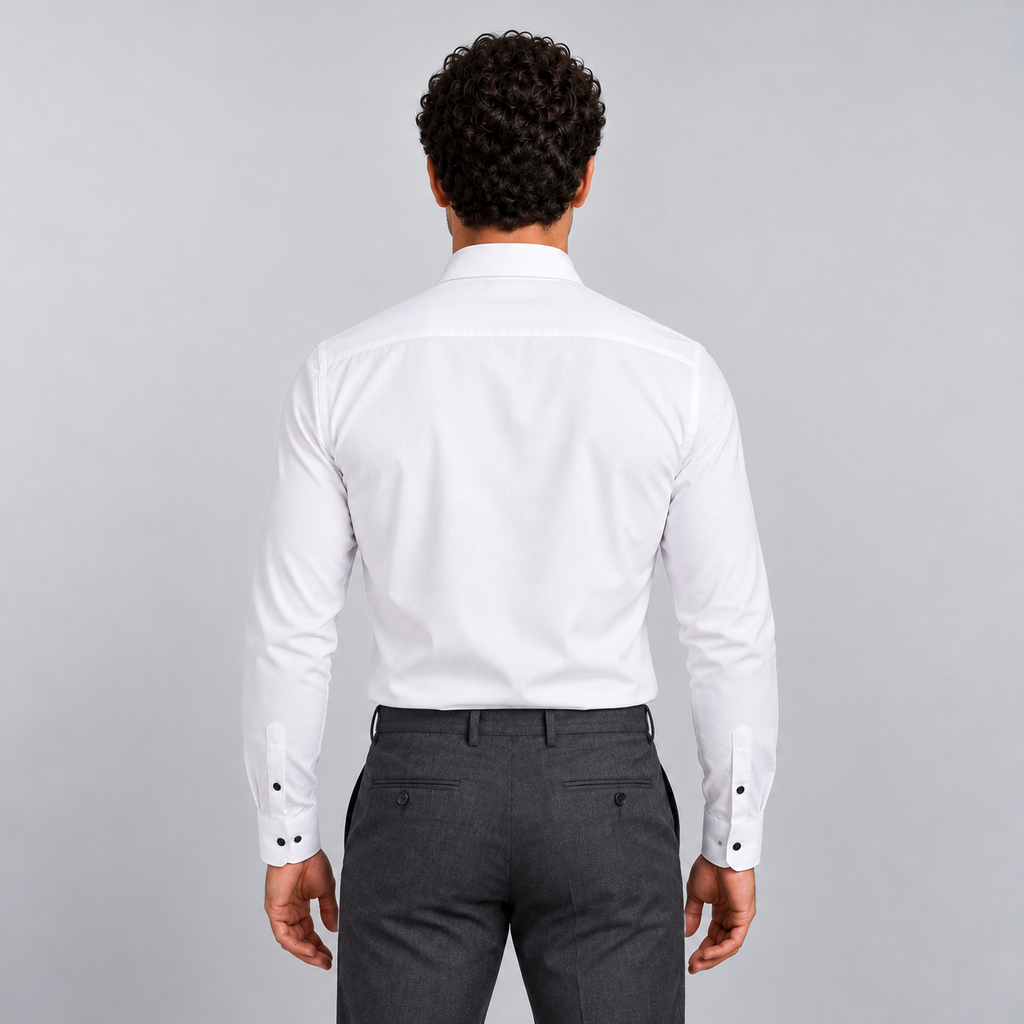 Montarello Men's Wrinkle-Free Formal Shirt with Point Collar