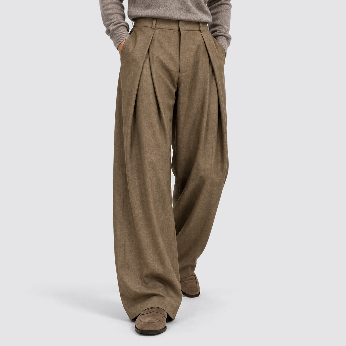 Montarello Men's Wide Leg Trousers Pleated High Waist Tailored