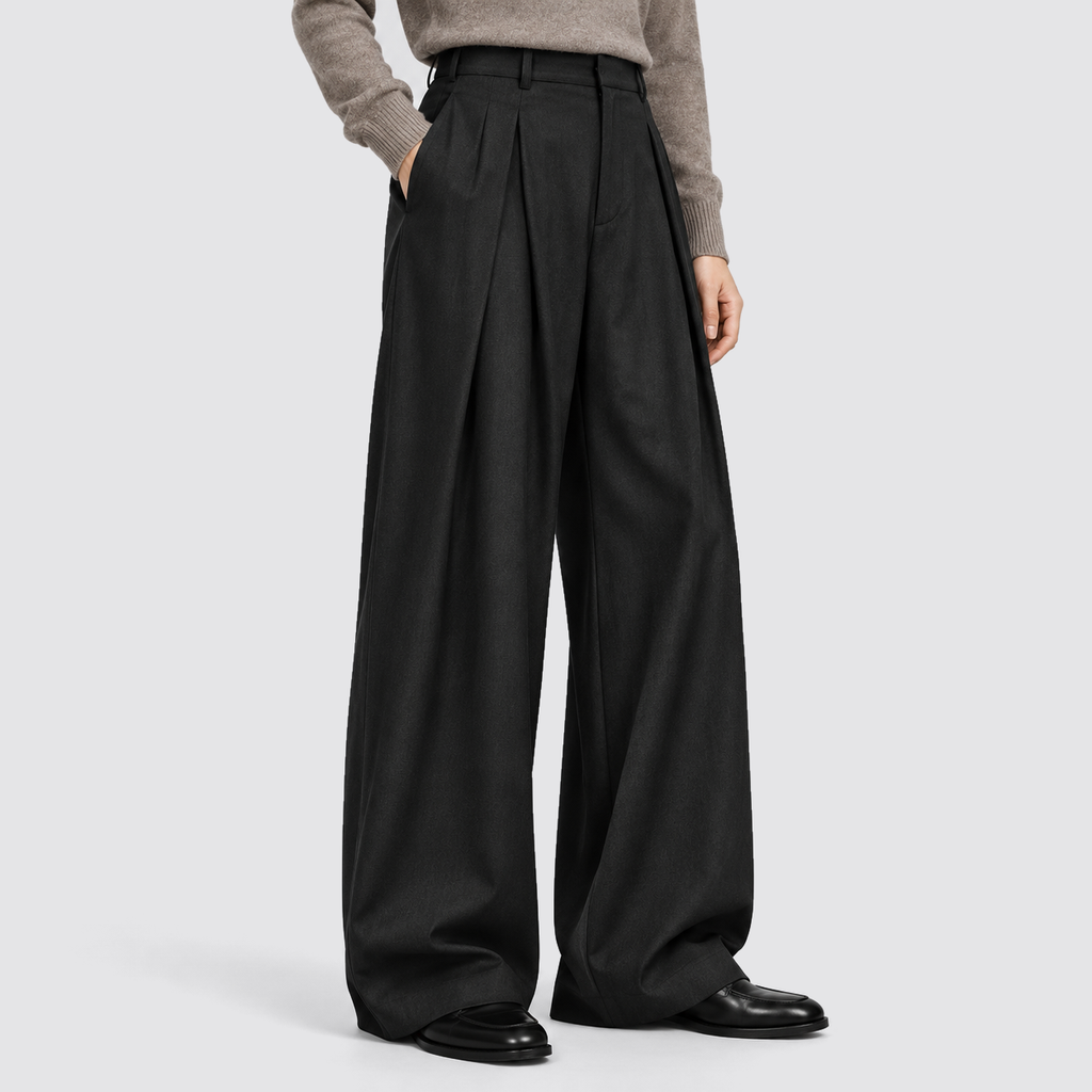 Montarello Men's Wide Leg Trousers Pleated High Waist Tailored