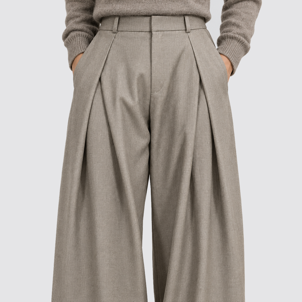 Montarello Men's Wide Leg Trousers Pleated High Waist Tailored