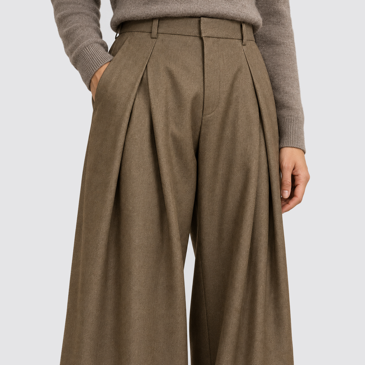 Montarello Men's Wide Leg Trousers Pleated High Waist Tailored