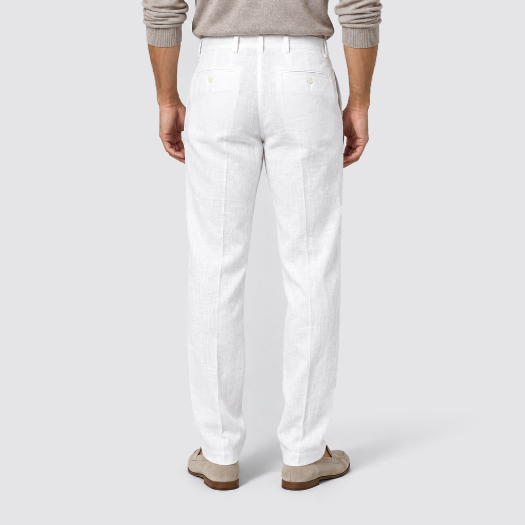 Montarello Men's Tailored Fit Linen-Look Smart Summer Trousers