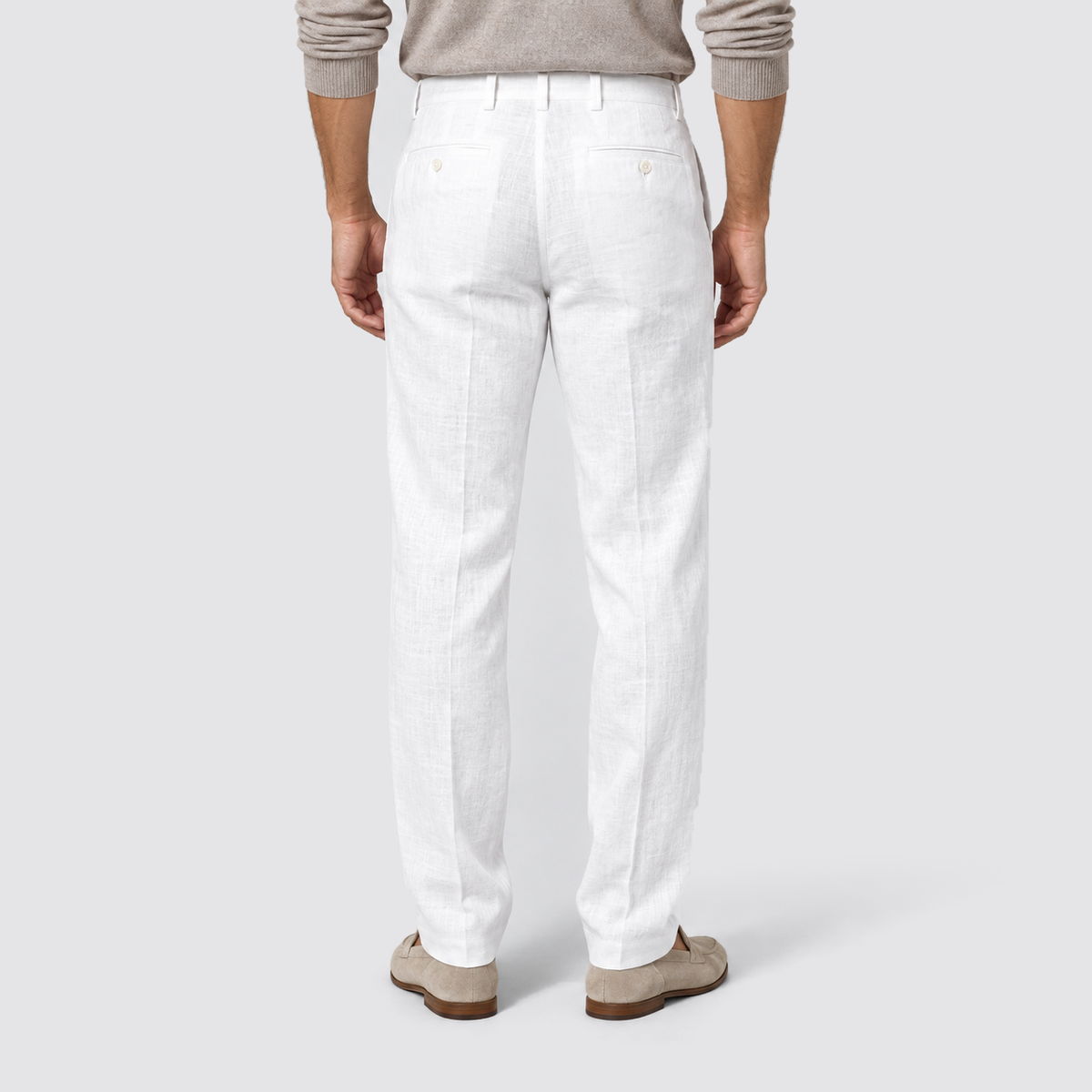 Montarello Men's Tailored Fit Linen-Look Smart Summer Trousers