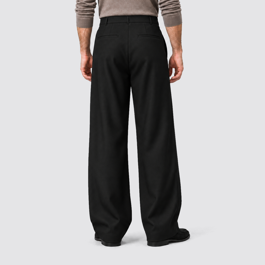 Montarello Men's Wide Leg Trousers with Front Pleats