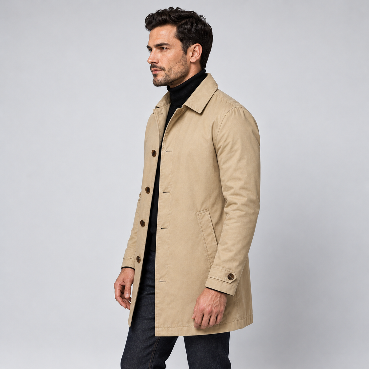 Montarello Men's Coat Tailored Longline Button Front