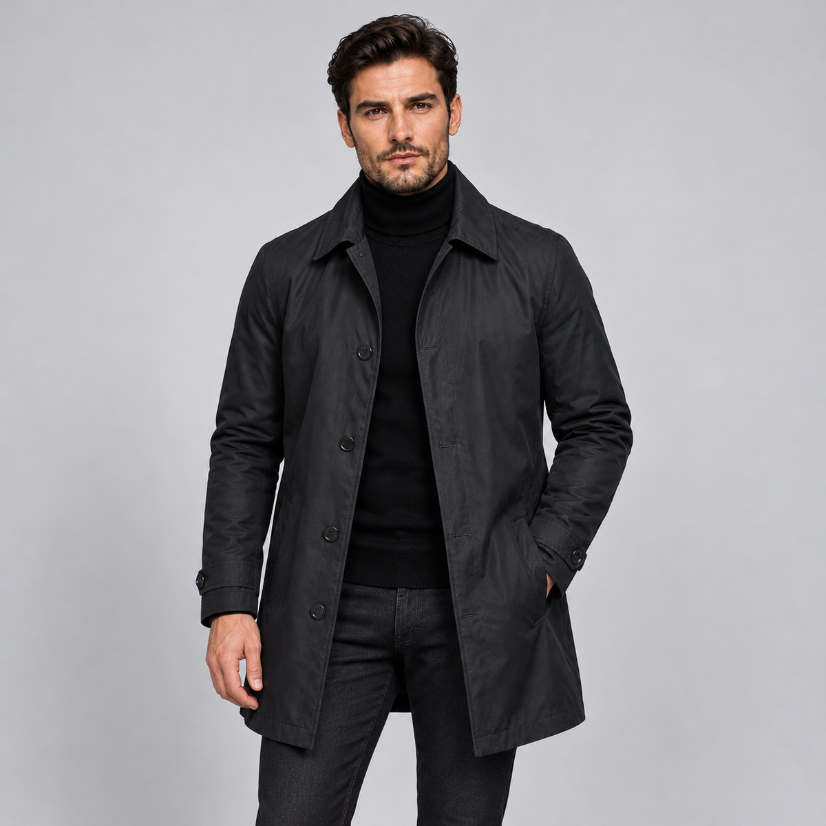 Montarello Men's Coat Tailored Longline Button Front