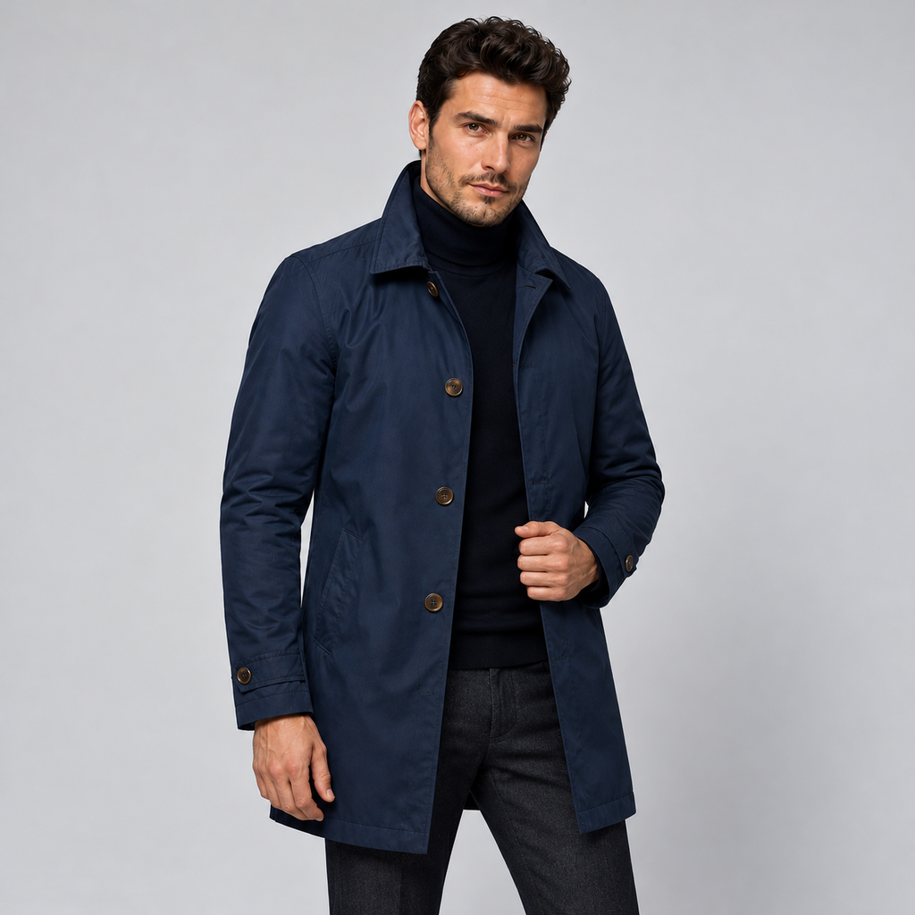 Montarello Men's Coat Tailored Longline Button Front