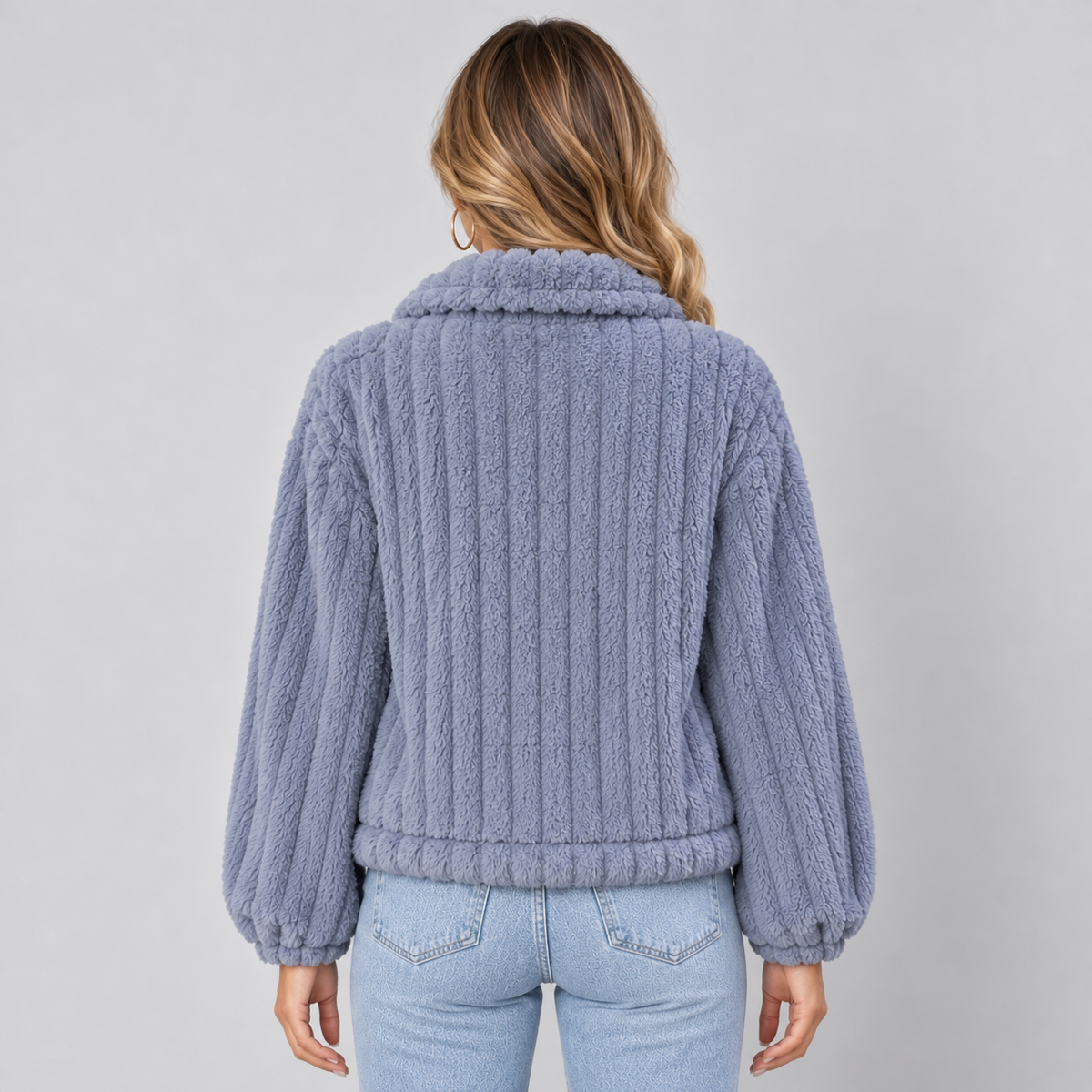 Montarello Women's Teddy Jacket Borg Collared Button Front
