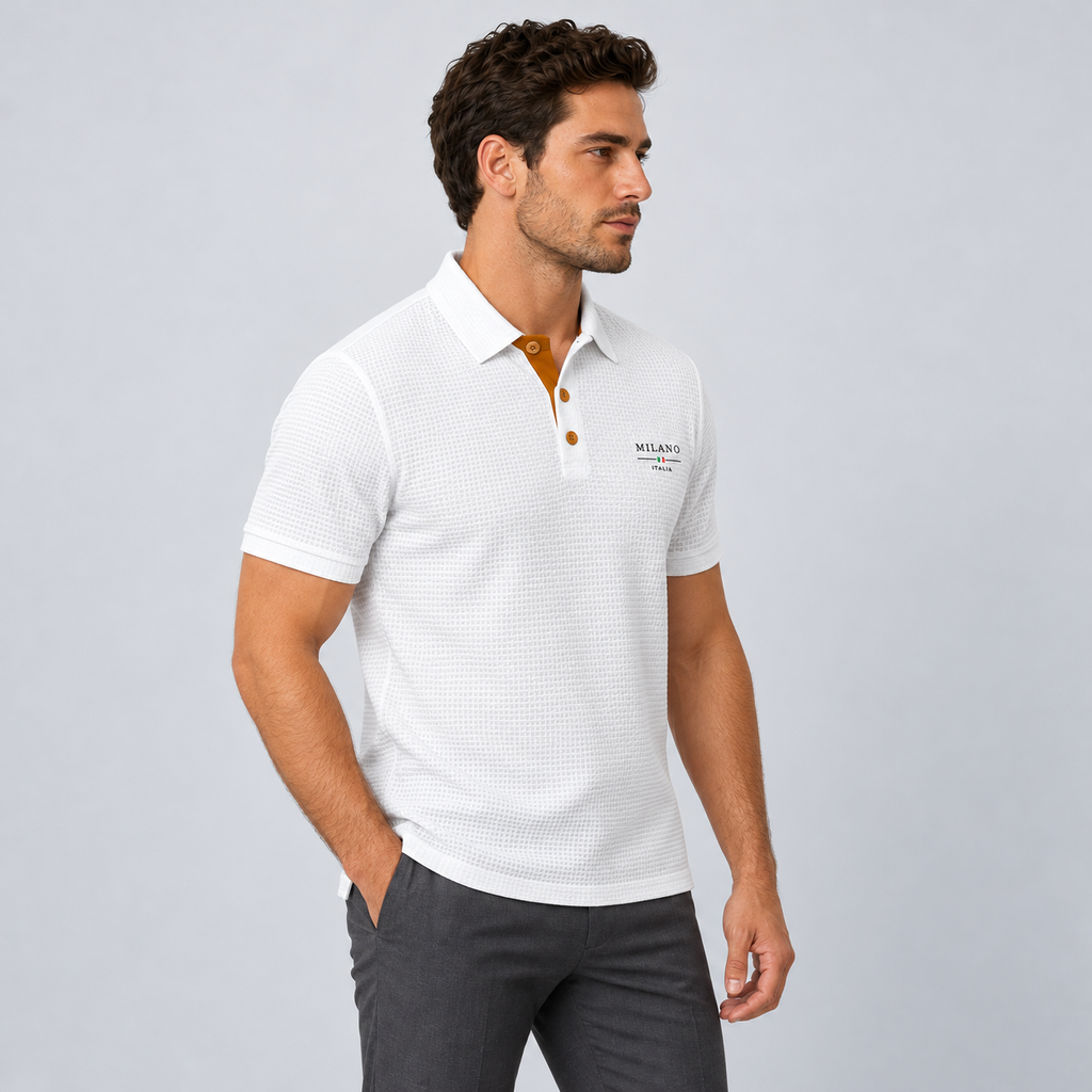 Montarello Men's Textured Short-Sleeve Polo Shirt