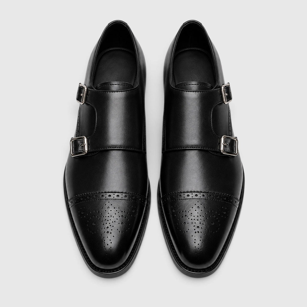 Montarello Men's Formal Shoes Double Monk Strap Leather-Look