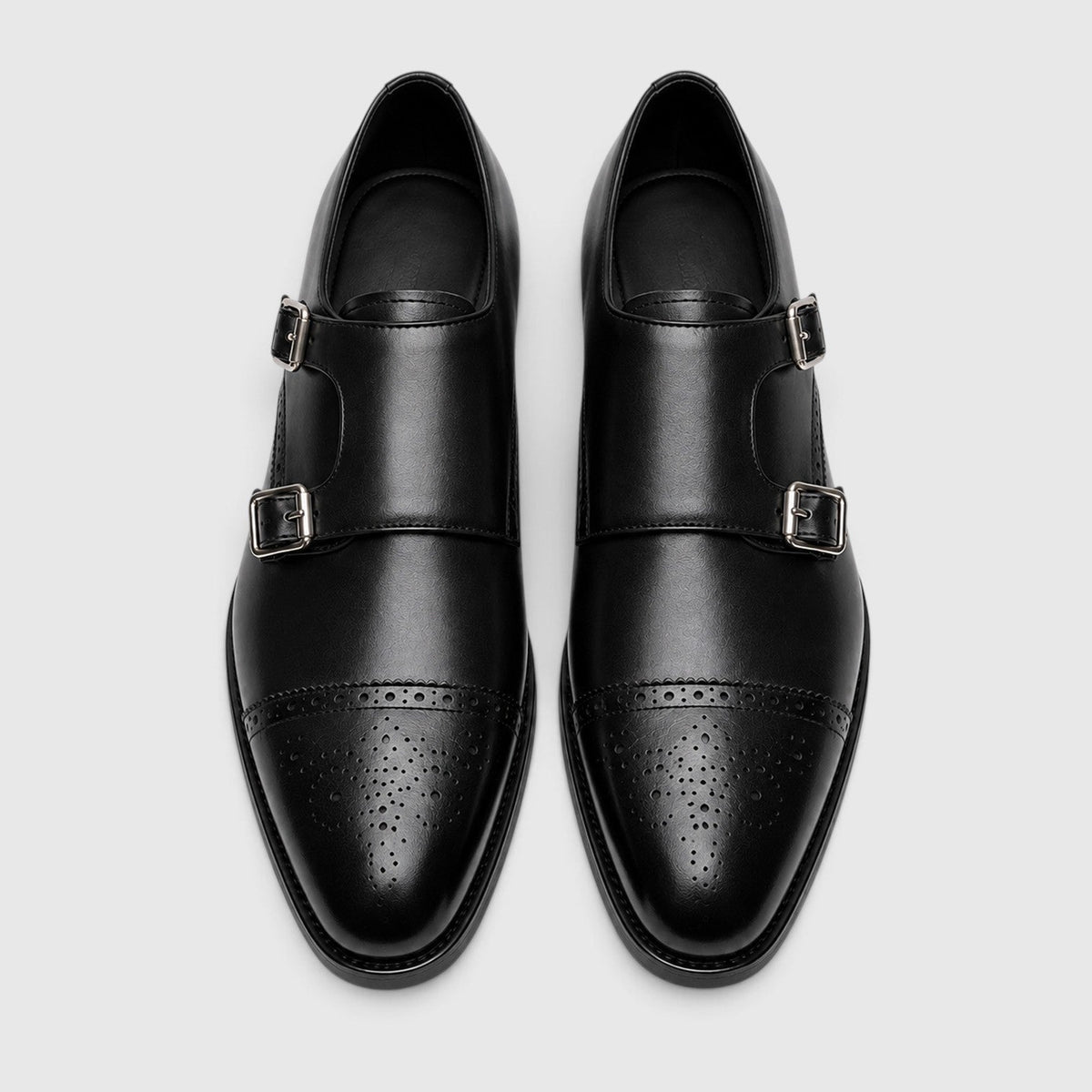 Montarello Men's Formal Shoes Double Monk Strap Leather-Look
