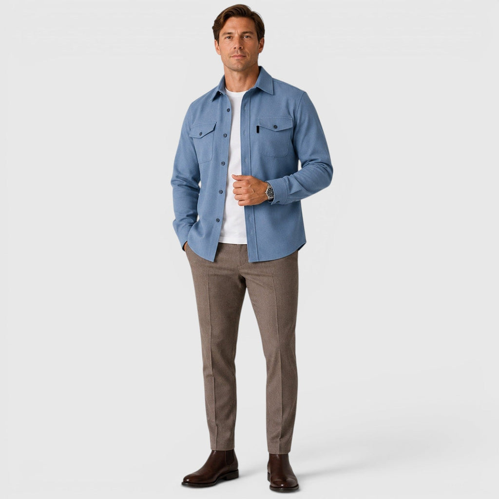 Montarello Men's Overshirt Brushed Cotton-Look Slim Fit
