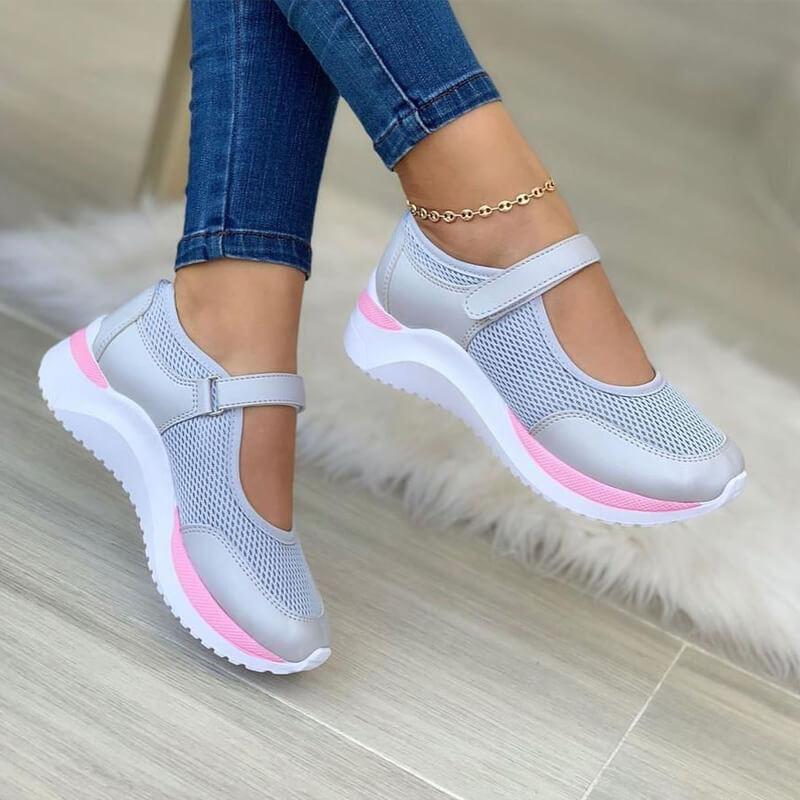 Women's Mesh Mary Jane Sneakers with Adjustable Strap