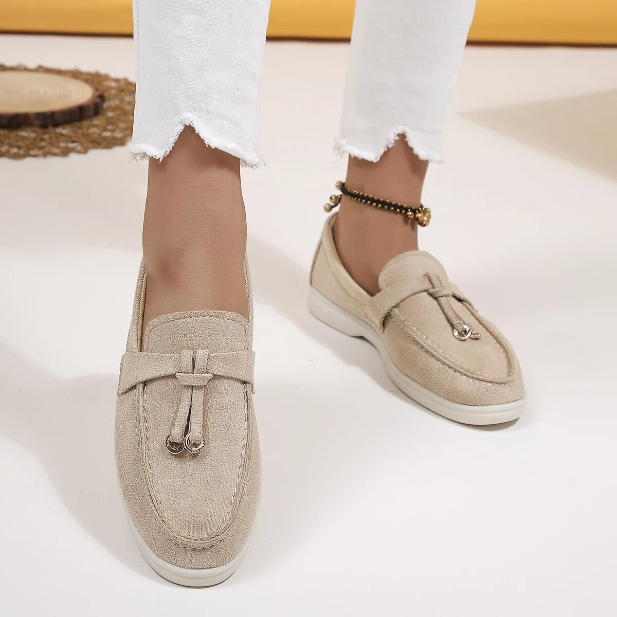 Women's Loafers with Soft PU Material and Suede Finish